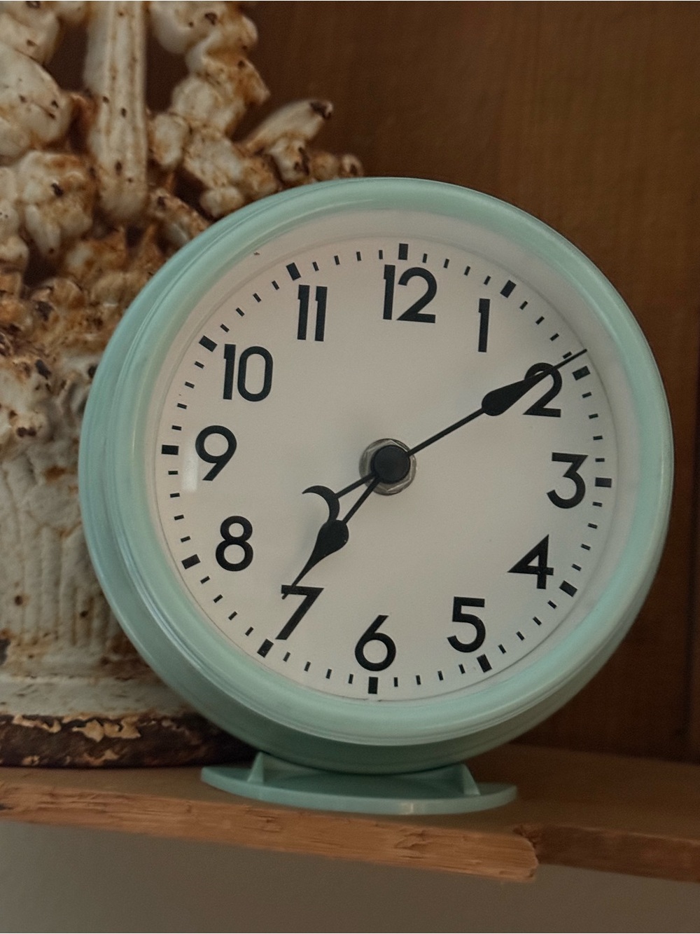 Vintage-Style Mint Green Table Clock - Unbranded
